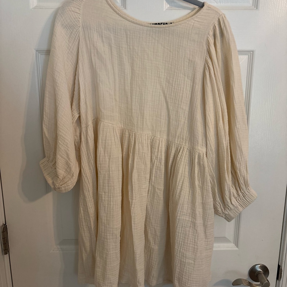 Audrey 3+1 Cream Bishop Sleeve Sundress